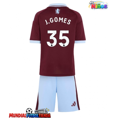 Camiseta Aston Villa Joao Gomes #35 Primera Equipación Replica 2026-27 para niños mangas cortas (+ Pantalones cortos)